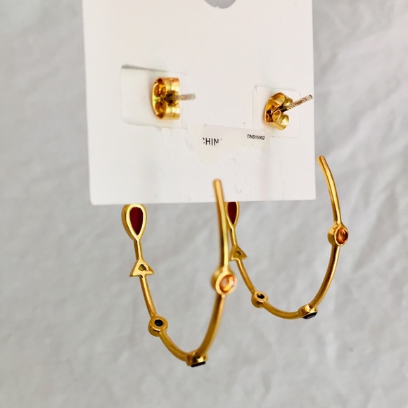 NWT Madewell Geometric Golden Oval Hoops - Picture 4 of 5